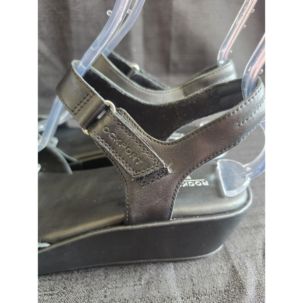 Women's Rockport Amira Wedge Sandal Black Leather Size 11M - Picture 4 of 10